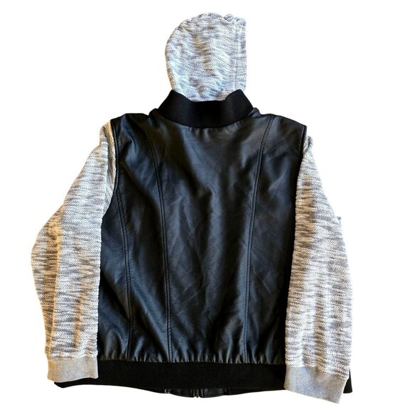 TORRID BLACK FAUX LEATHER & MARLED GREY TERRY BOMBER JACKET SIZE 4, 4X - Picture 6 of 6